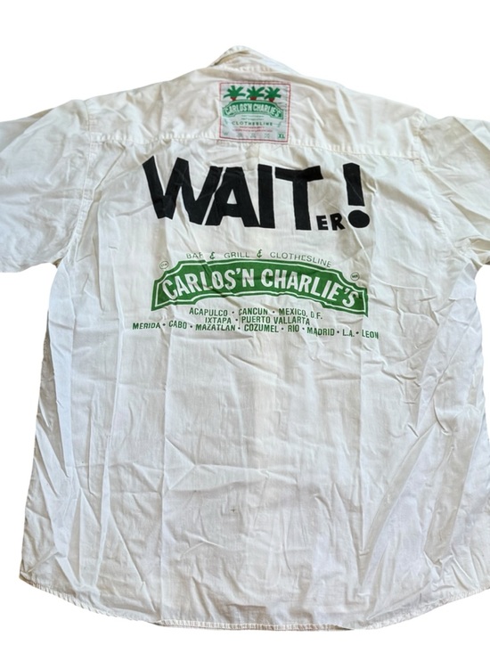 Vintage Other - Vintage 90s Carlos'N Charlie's Shirt Mens XL Graphic Print Button S/S WAIT..er!